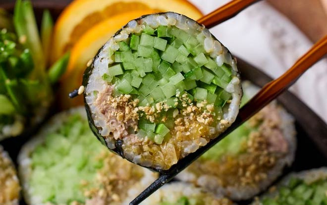 Crunchy Cucumber Tuna Kimbap That Reminds Me of Church Picnics - San Diego - 1