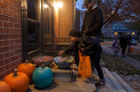 Teal Pumpkin in Front of the Door: A Signal from That House for Halloween - Springfield - 1